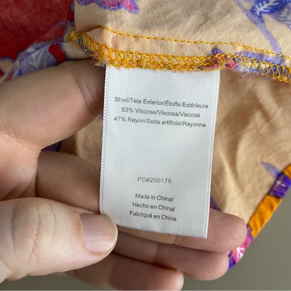 ModCloth In All My Vibrance Peasant Blouse Top 2X Orange Blue Multi Bali Floral - Picture 6 of 8